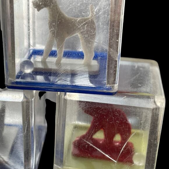 Vintage Kusan Koo Zoo Clear Plastic Blocks Animals Rattle Inside 1950s Toy READ - Picture 11 of 16